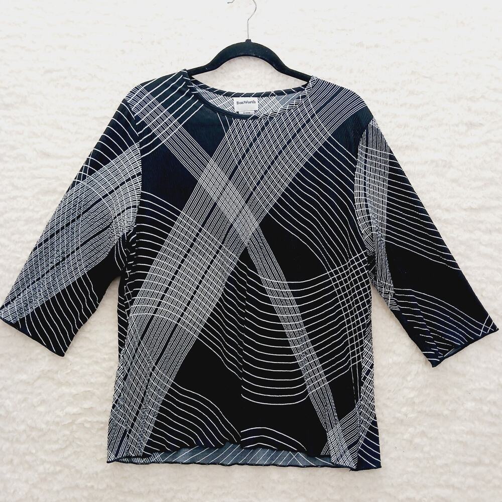Blouse Black Geometric Y2K Retro Minimalist Mod Revival Goth Dark Fairy Size MP
